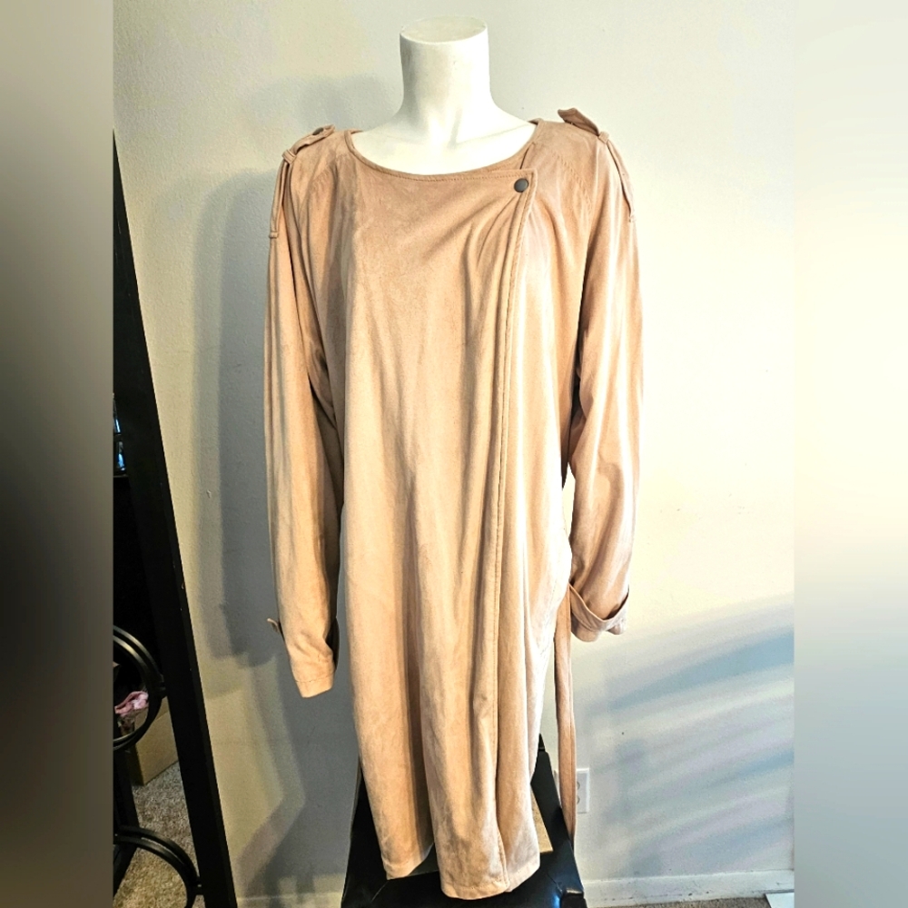 Junarose Faux Suede Trench Coat